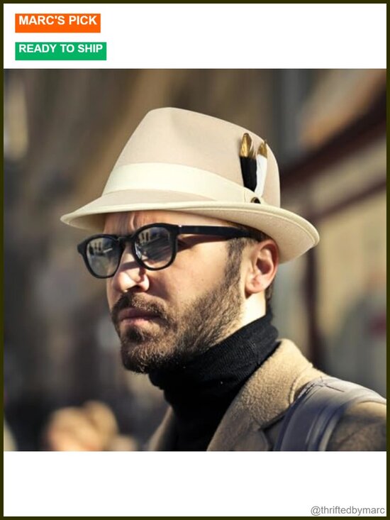 Short Brim Felt Trilby Fedora Hat with Feather, Unisex Adjustable